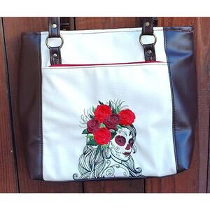 Women's Faux‎ Leather Medium Length Sugar Skull Purse